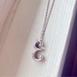 Dainty sterling silver letter E necklace